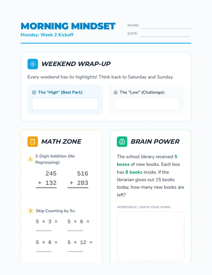 Monday Week 2 Worksheet