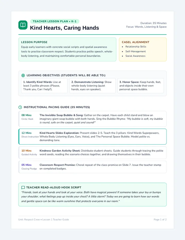 Kind Hearts Teacher Guide