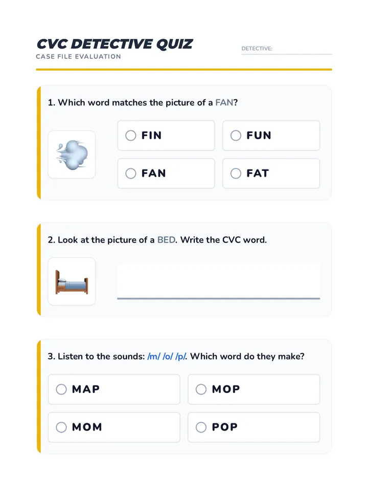 CVC Word Reading Quiz