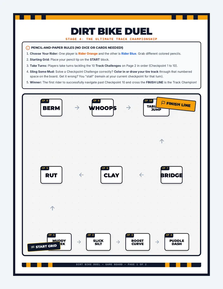 Dirt Bike Duel Board Game