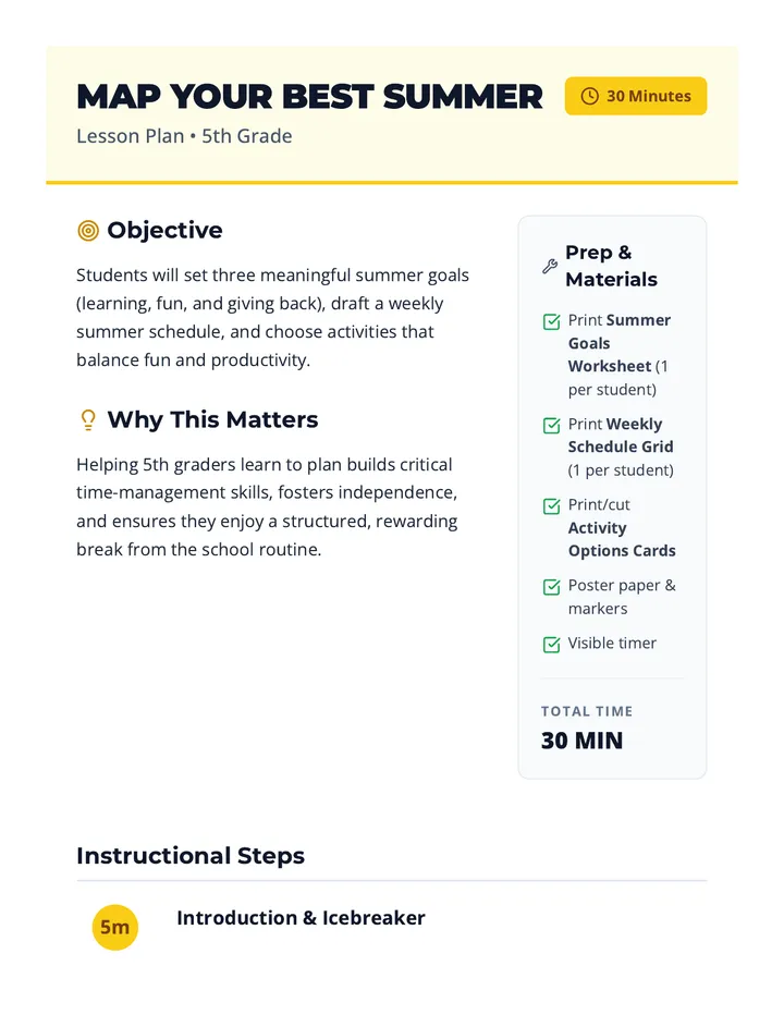 Map Your Best Summer Lesson Plan