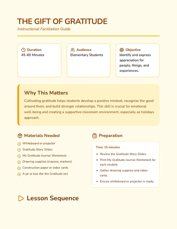 Gratitude Lesson Plan