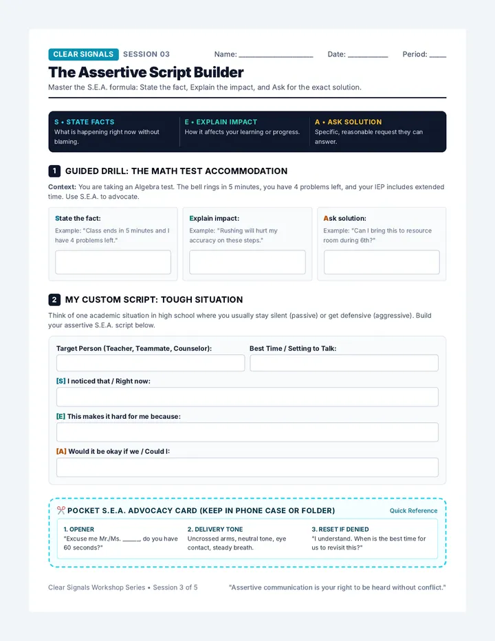 Assertive Script Worksheet
