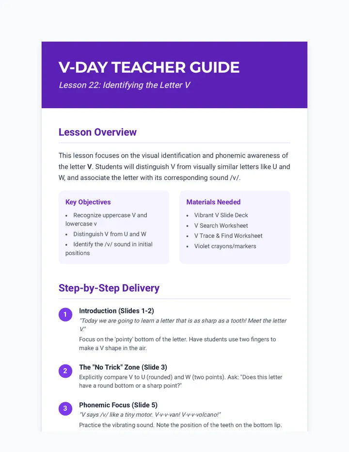 V Day Teacher Guide