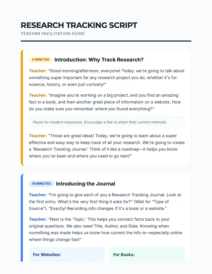 Research Tracking Facilitator Script