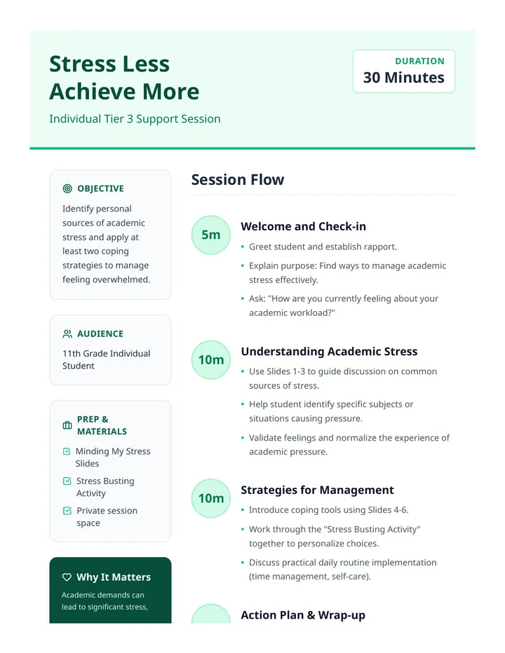 Stress Less Lesson Plan