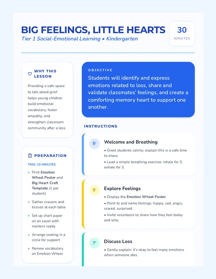 Big Feelings Lesson Plan