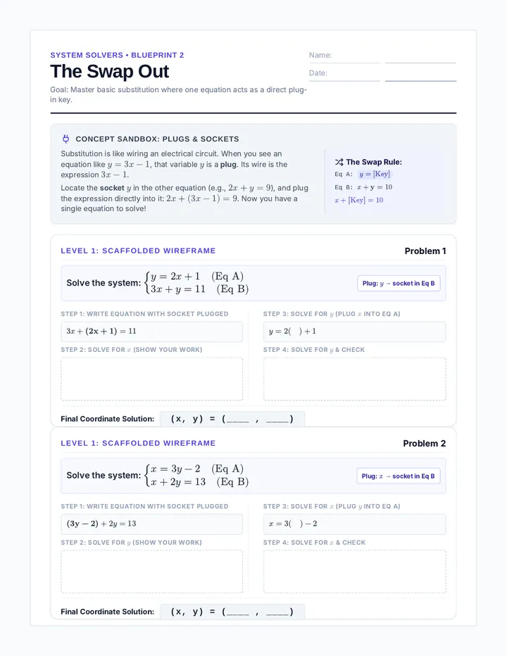 Swap Out Worksheet