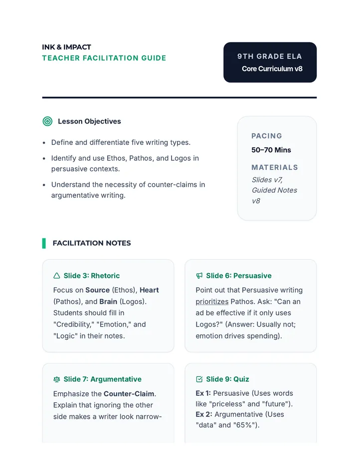 Ink and Impact Teacher Guide