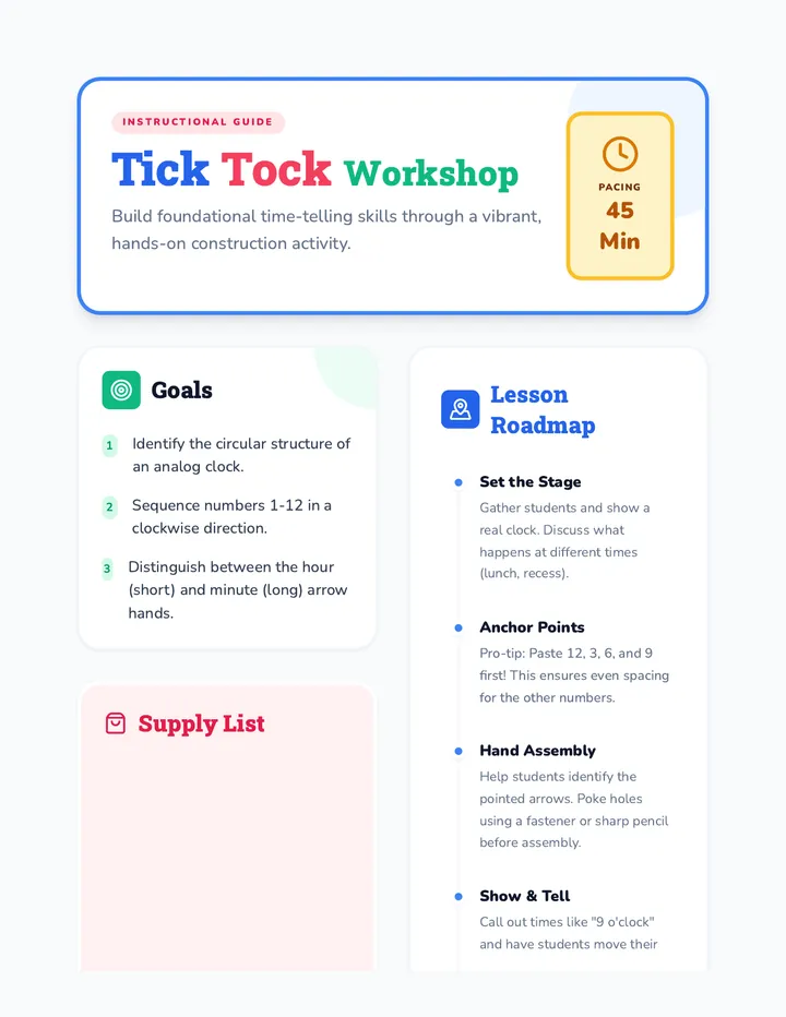 Clock Workshop Teacher Guide