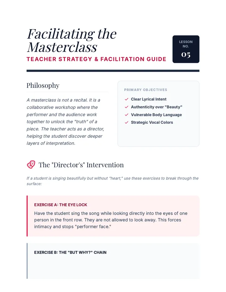 Masterclass Facilitator Teacher Guide