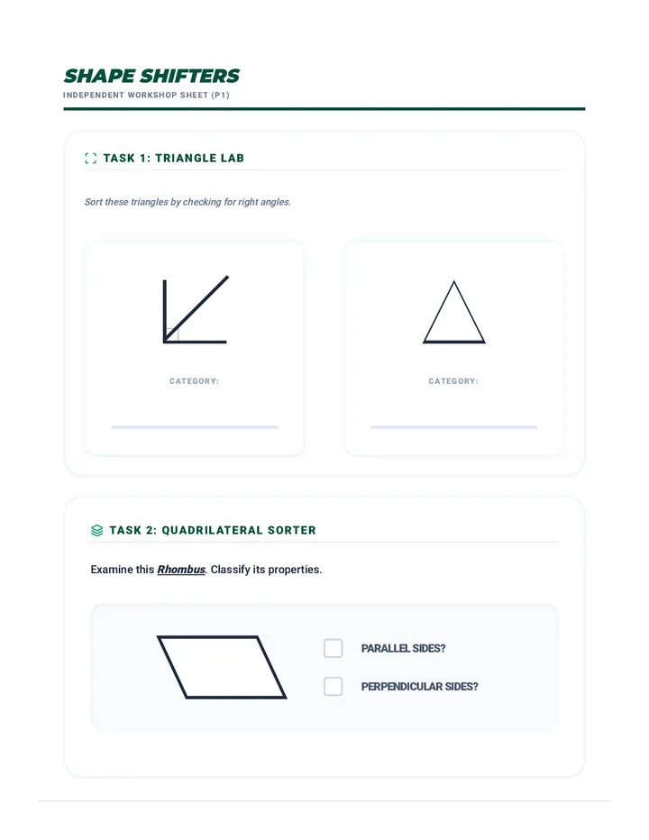 Shape Shifters Worksheet