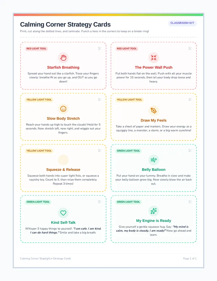 Calming Corner Strategy Cards