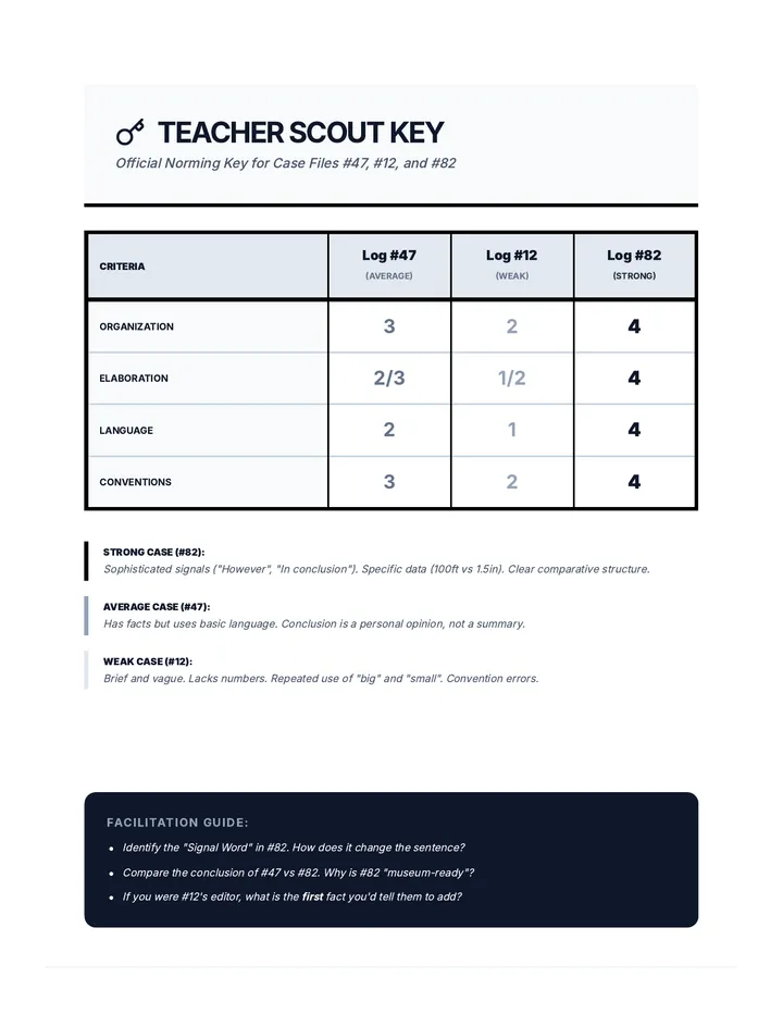 Scoring Scout Teacher Key Ink Friendly