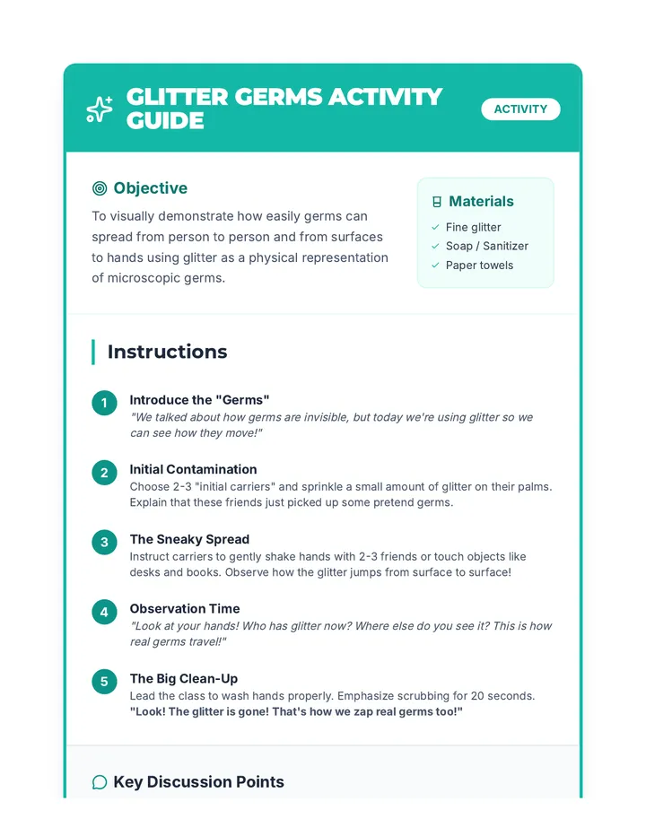 Glitter Germs Activity Guide