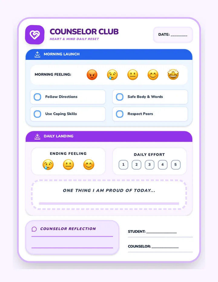 Counselor Check In Out Form Worksheet