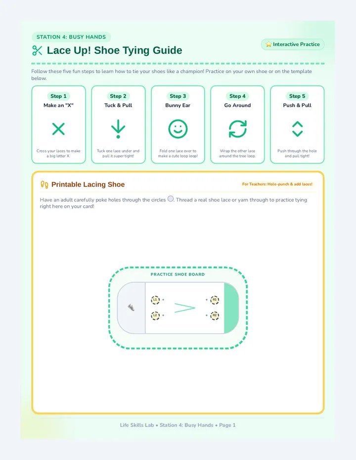 Fingers and Laces Activity Cards page 1