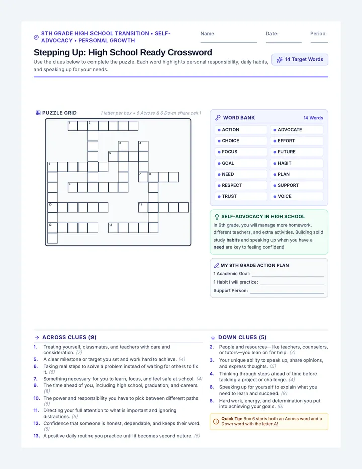 High School Ready Crossword