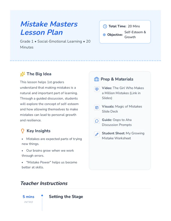 Mistake Masters Lesson Plan