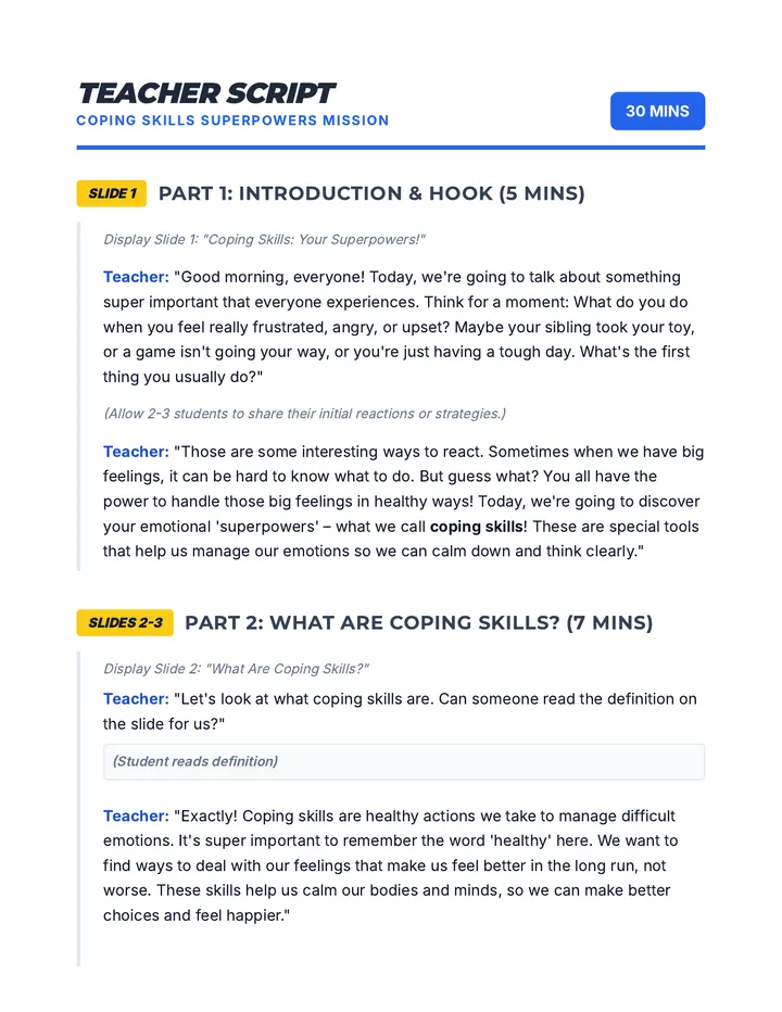 Coping Skills Script