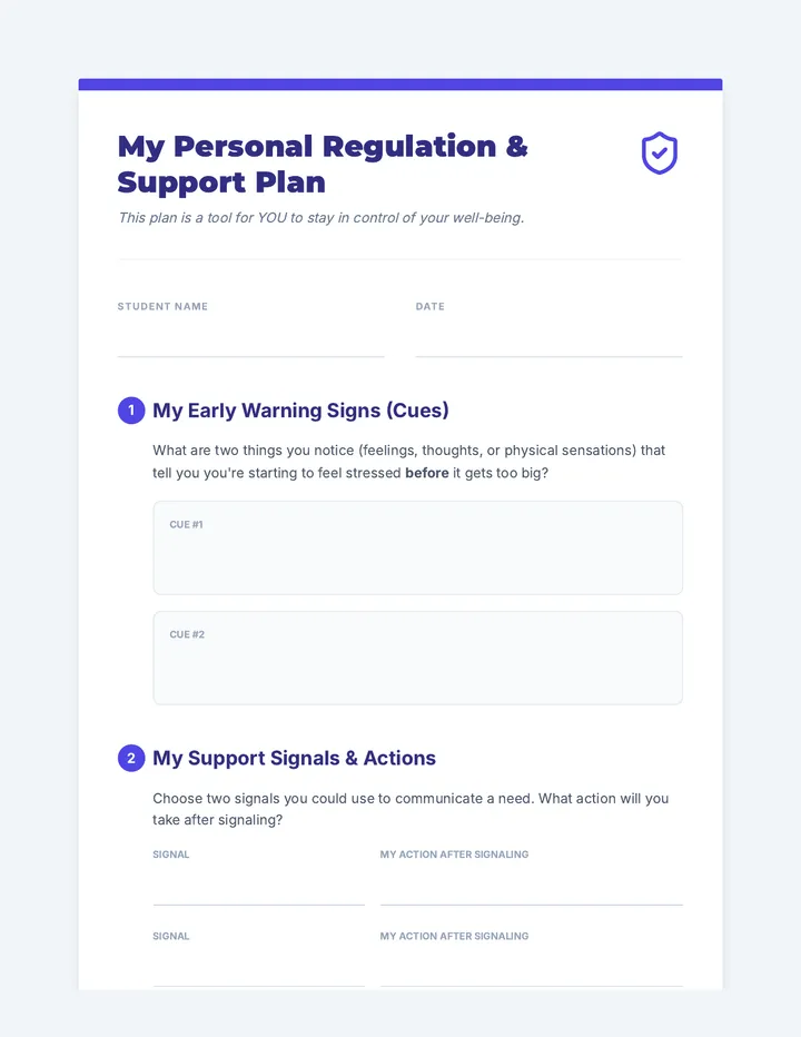 Personal Support Plan Template