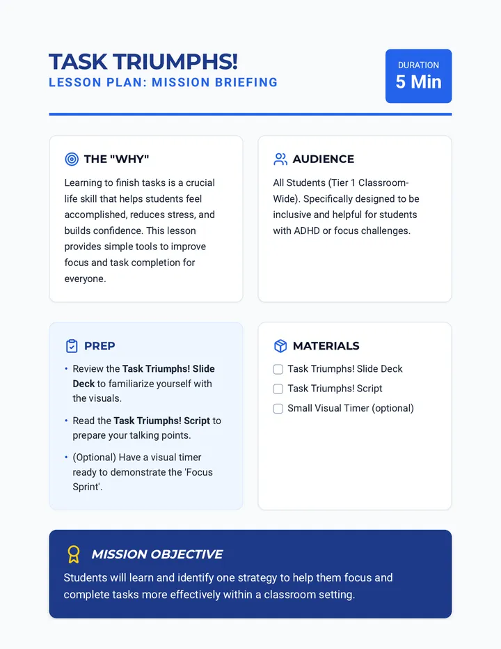Task Triumphs Lesson Plan