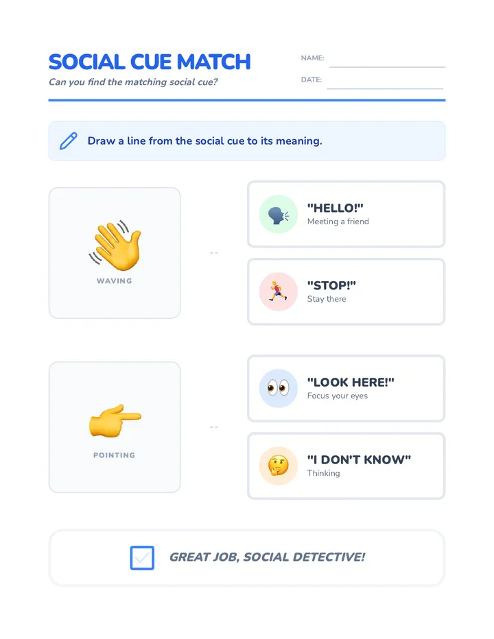 Social Cues Worksheet