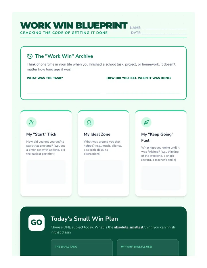 Work Win Blueprint Worksheet