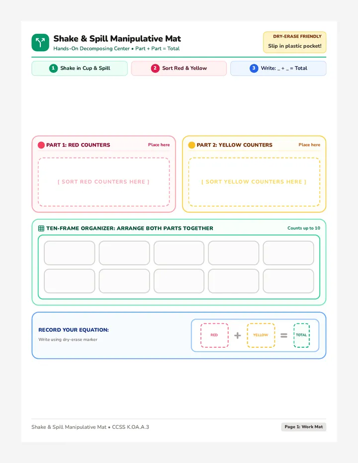 Number Pair Manipulative Mat