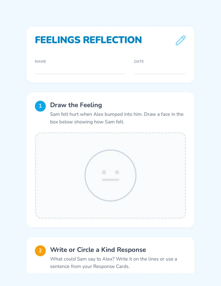 Feelings Reflection Worksheet