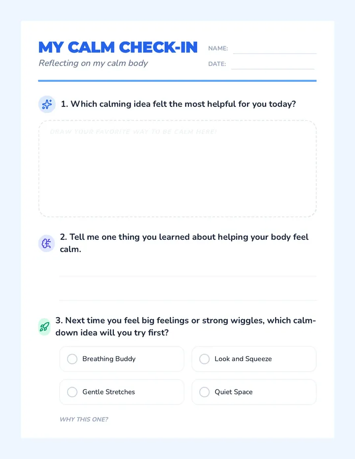 My Calm Check-In Worksheet