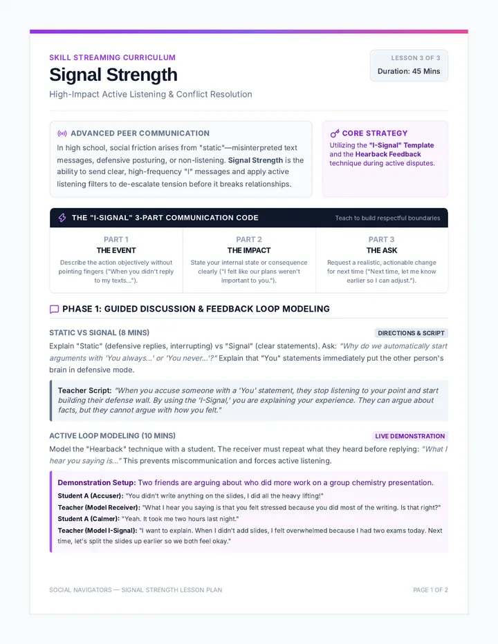 Signal Strength Teacher Guide