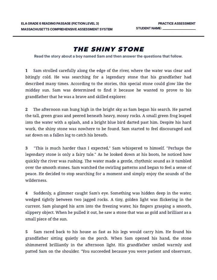 Shiny Stone Level 3 Worksheet