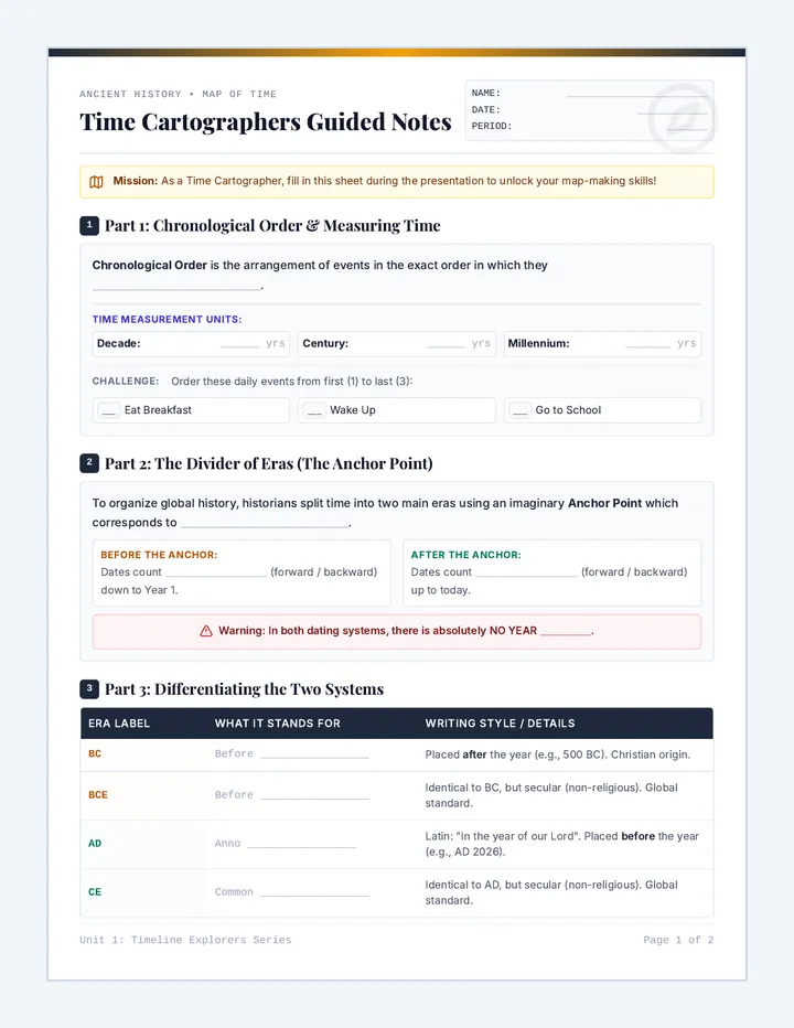 Time Cartographers Guided Notes