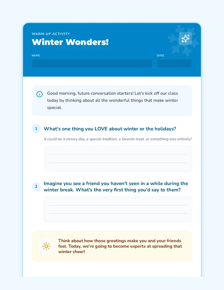 Festive Greeting Warm-Up