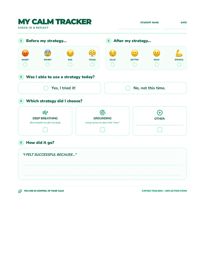 Calm Check Coping Skills Toolbox • Lesson • Lenny.com