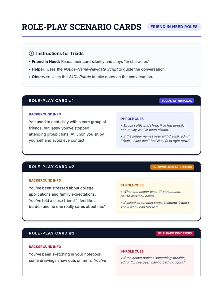 Role-Play Cards: Friend in Need