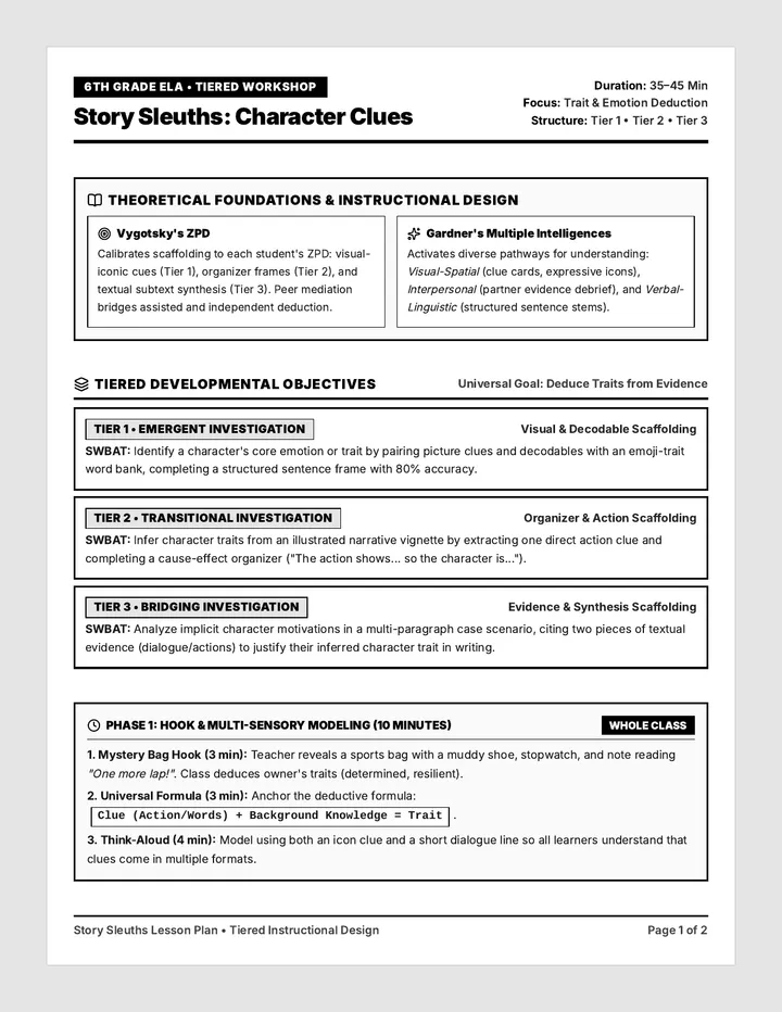 Story Sleuths Lesson Plan