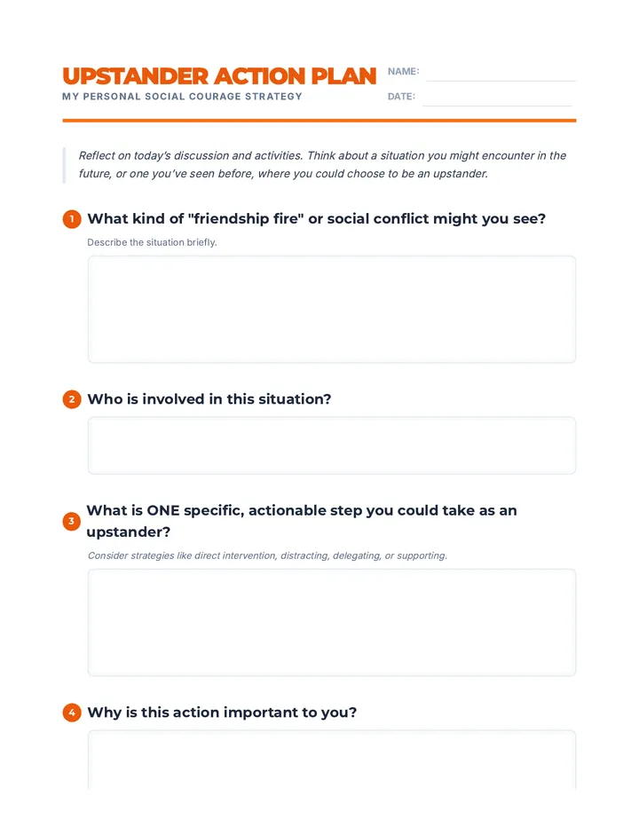 Upstander Action Plan Worksheet
