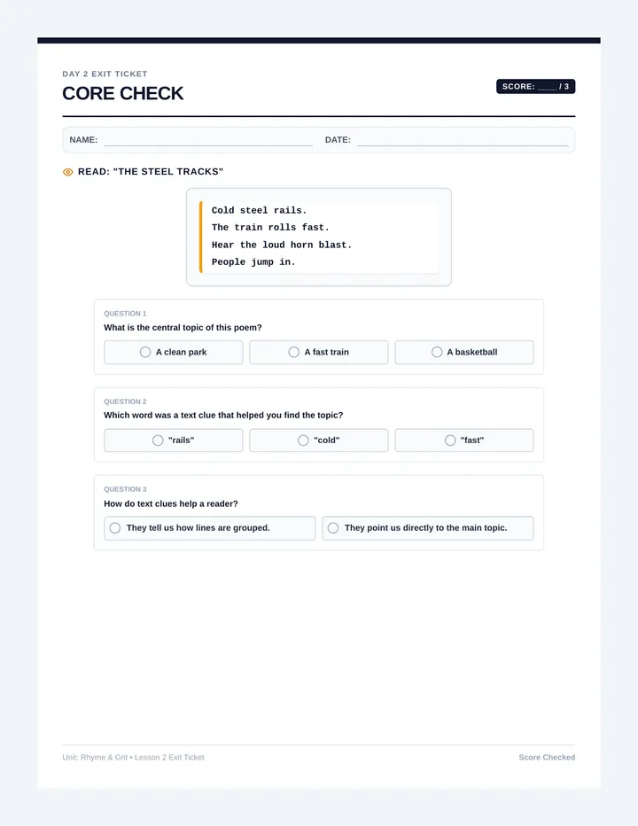 Core Exit Ticket