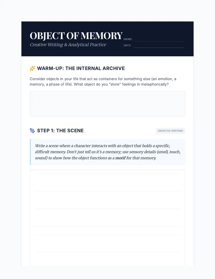 Memory Archive Activity Sheet
