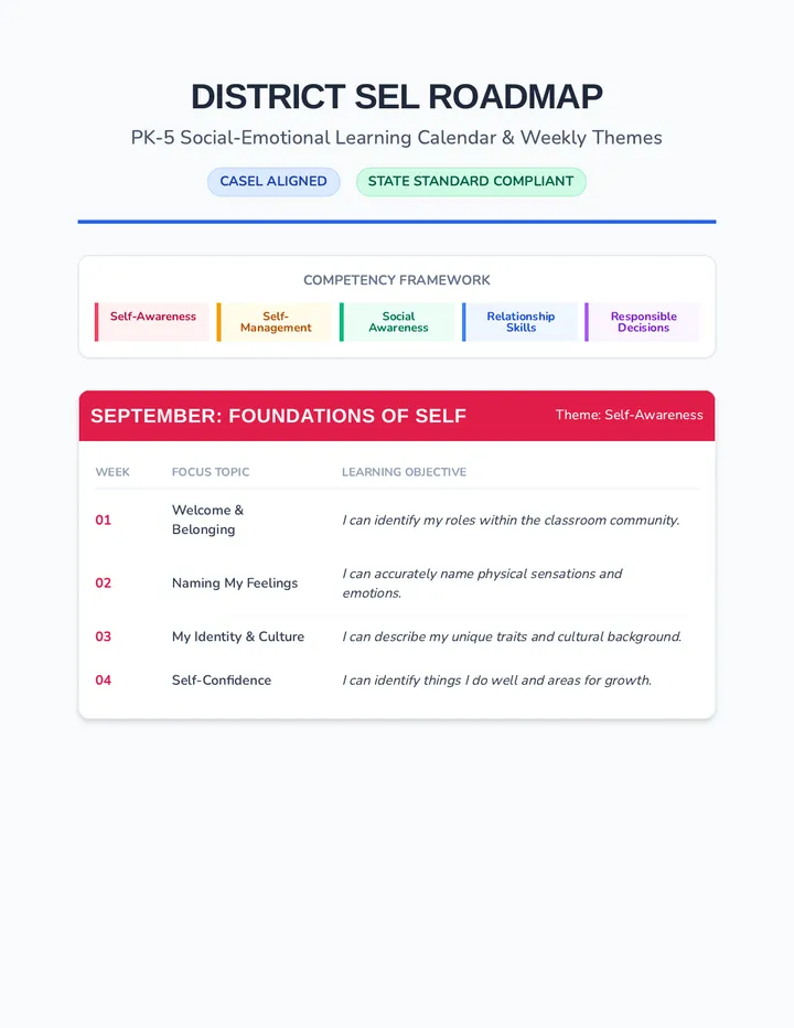 Yearly SEL Roadmap Document
