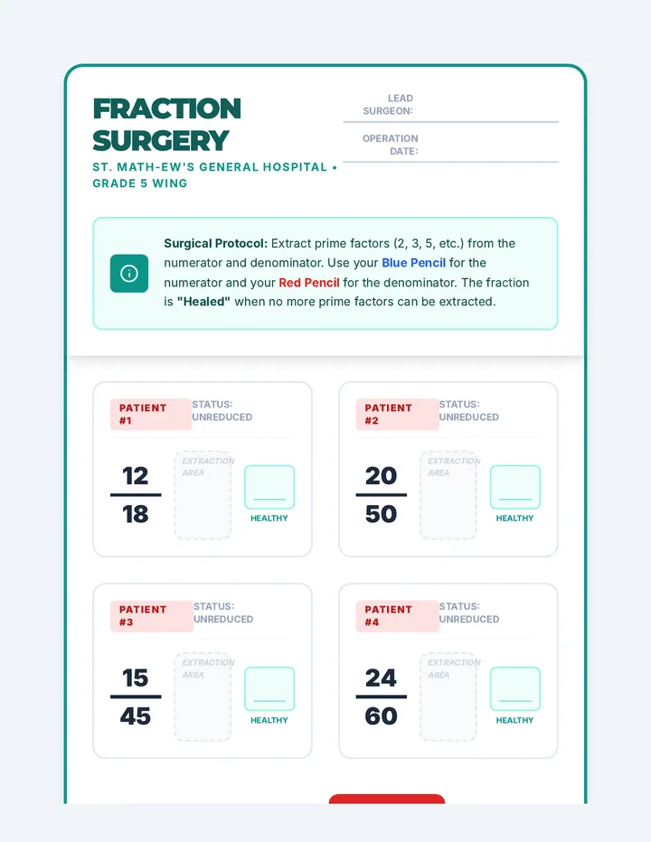Fraction Surgery Worksheet Document