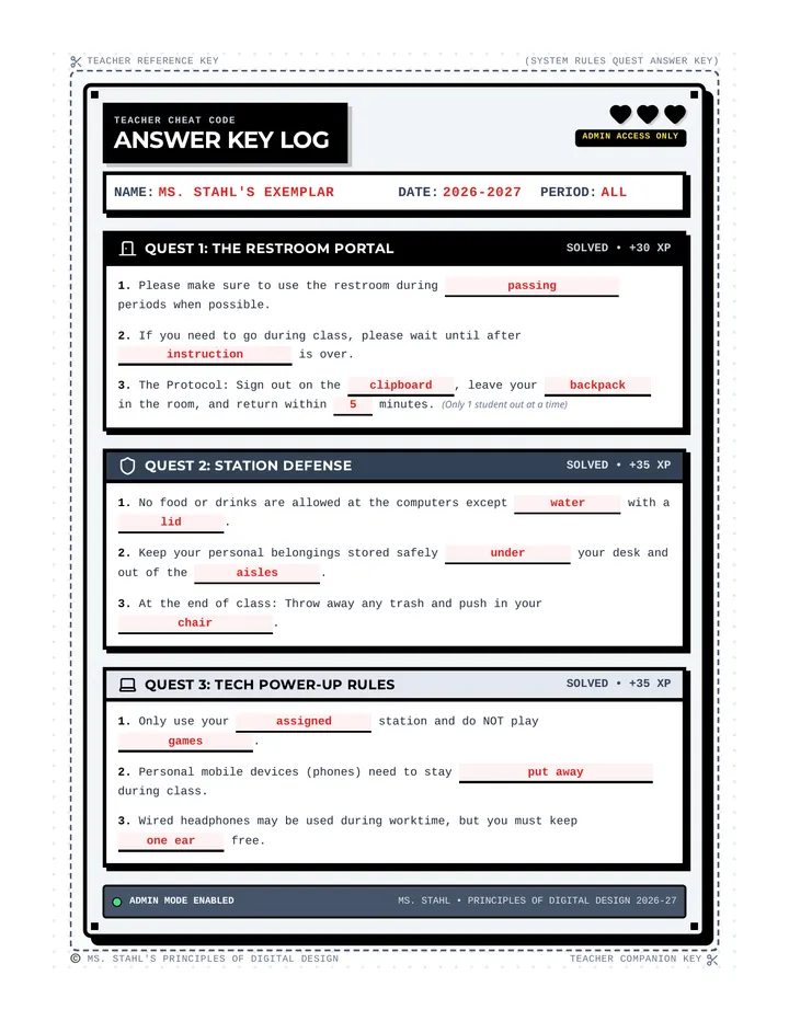 System Rules Quest Answer Key