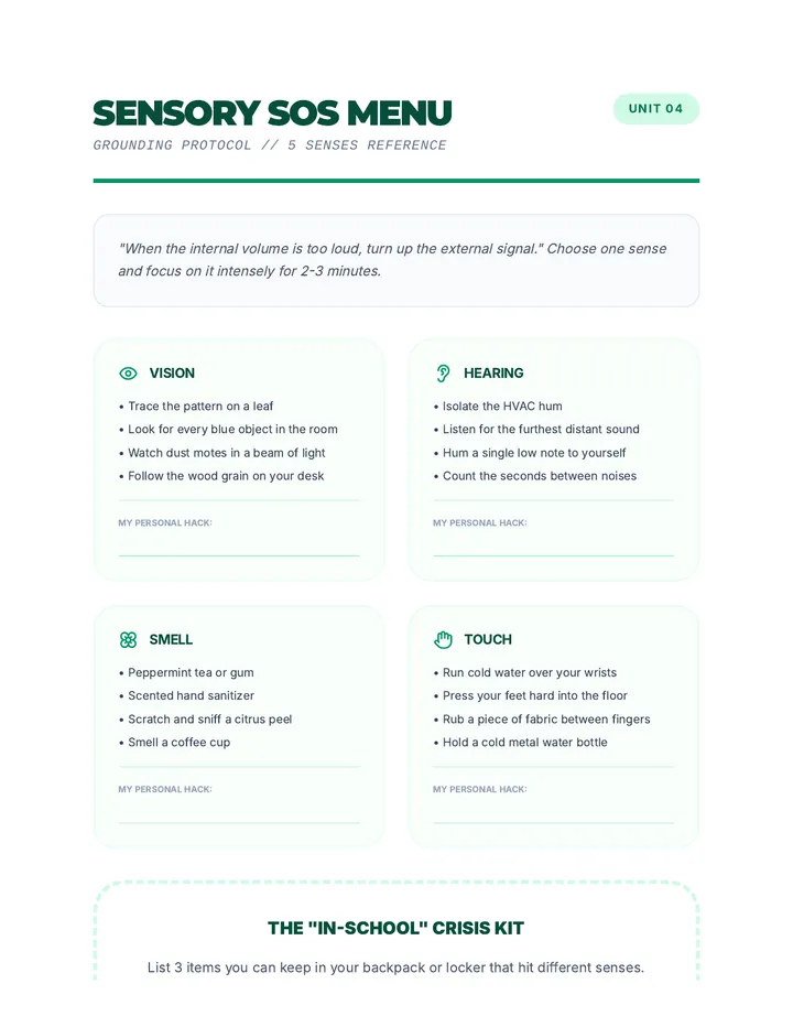 Sensory SOS Menu Handout