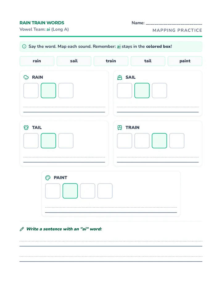 Rain Train Worksheet
