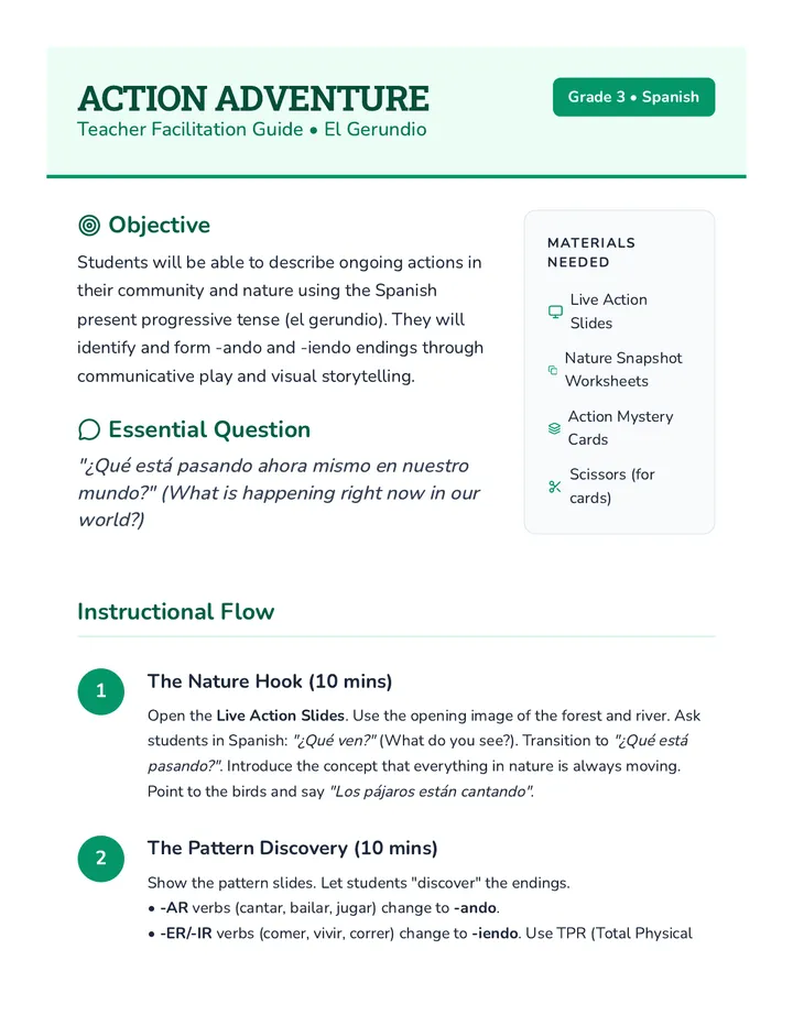 Action Adventure Teacher Guide