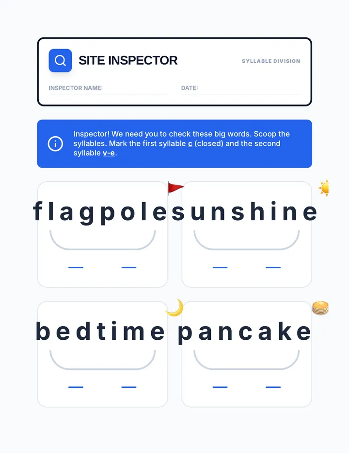 Site Inspector Division Worksheet