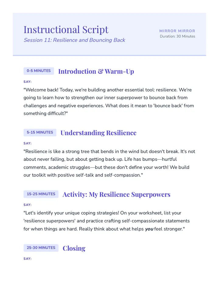Session 11 Script Activity and Journal Packet