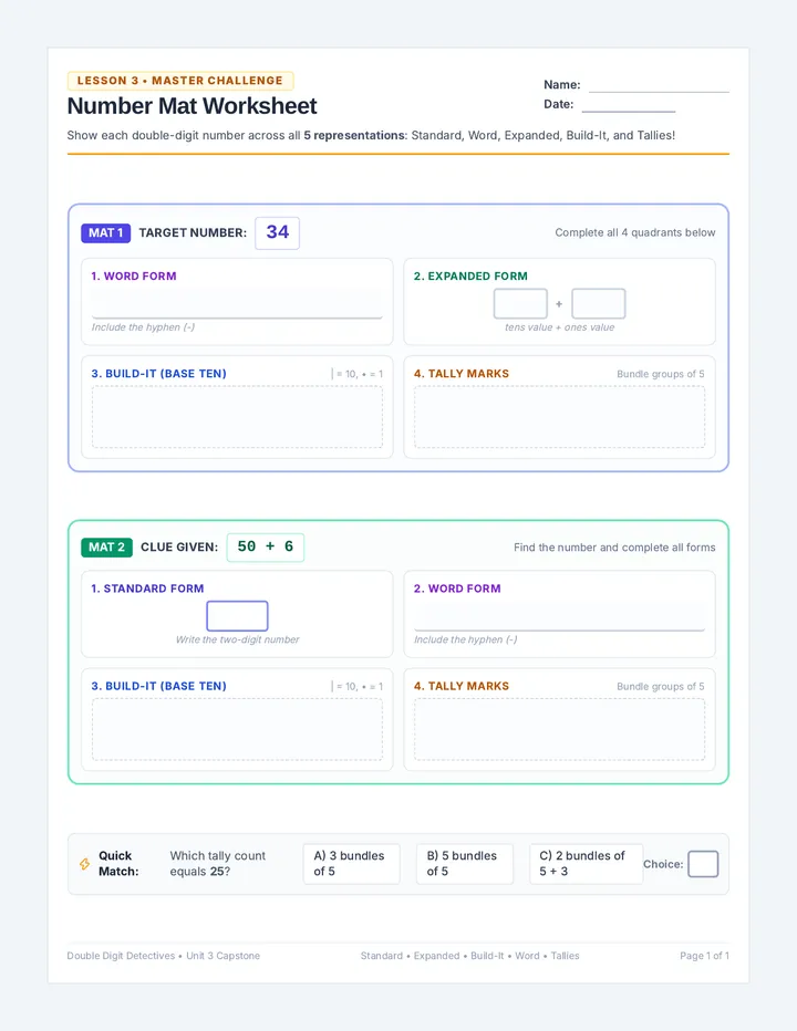 Number Mat Worksheet